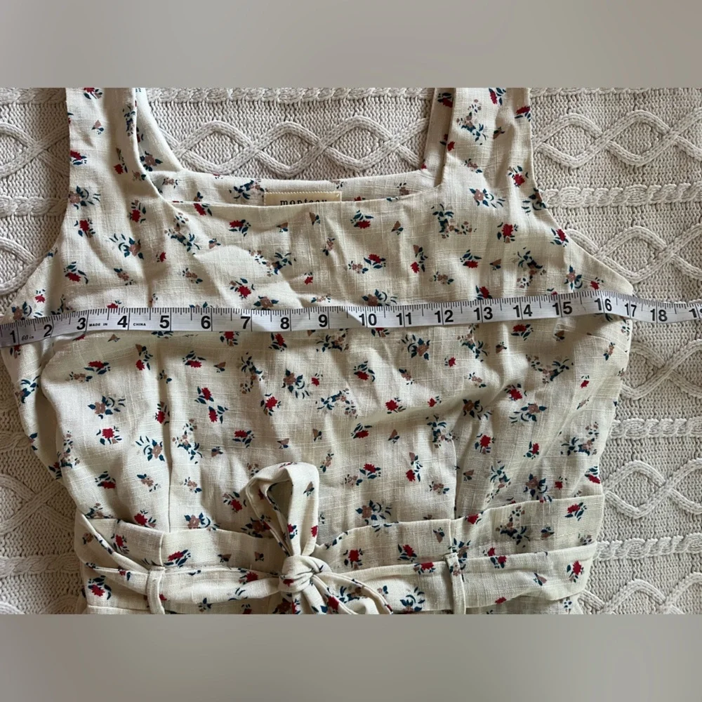 Monteau Rayon/Linen Blend Floral off-White Sleeveless Dress Juniors Size Large - Picture 14 of 15